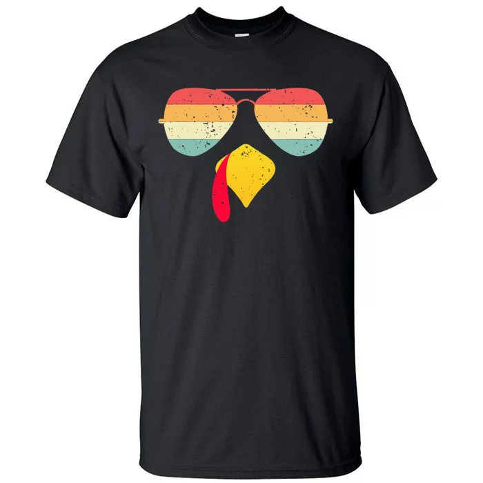 Cool Turkey Face With Sunglasses Funny Thanksgiving Tall T-Shirt