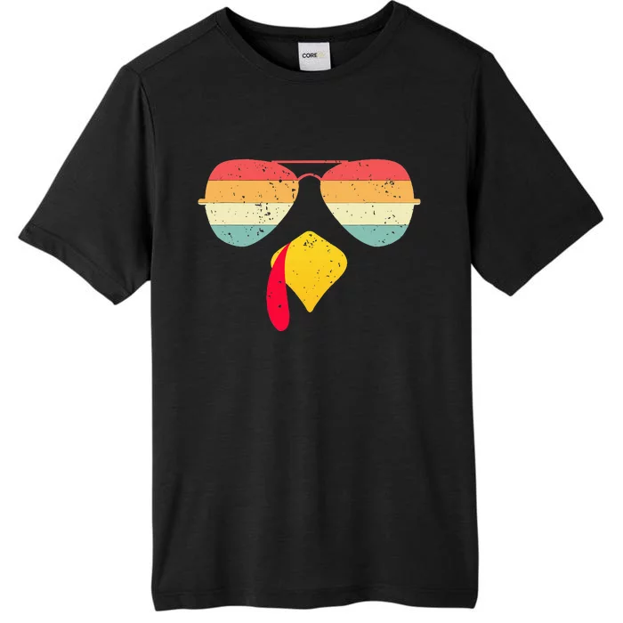 Cool Turkey Face With Sunglasses Funny Thanksgiving ChromaSoft Performance T-Shirt