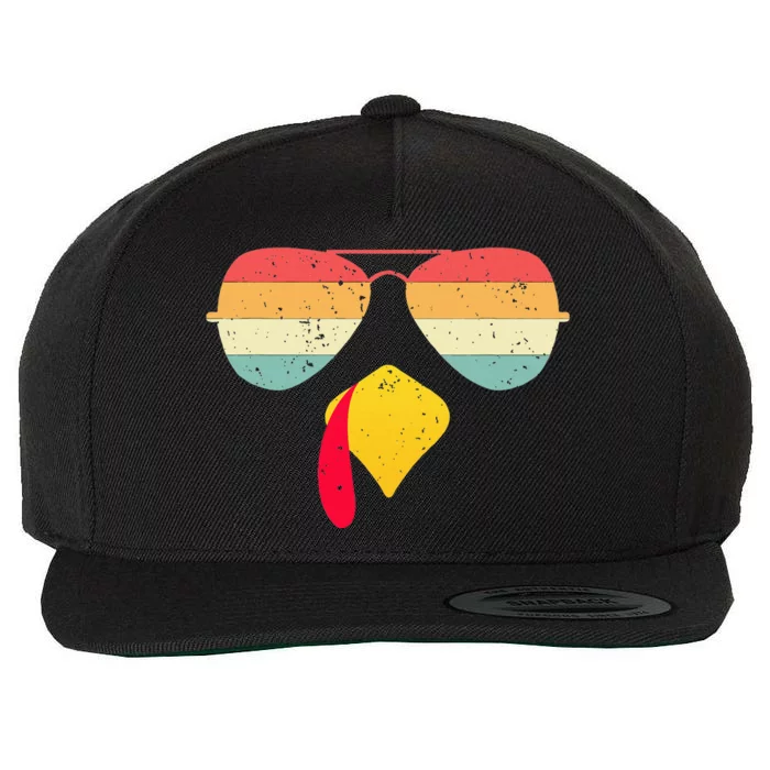 Cool Turkey Face With Sunglasses Funny Thanksgiving Wool Snapback Cap