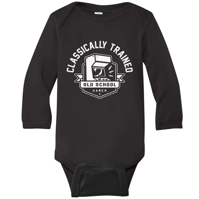 Classically Trained Gamer Retro Old School 80S Arcade Gaming Baby Long Sleeve Bodysuit