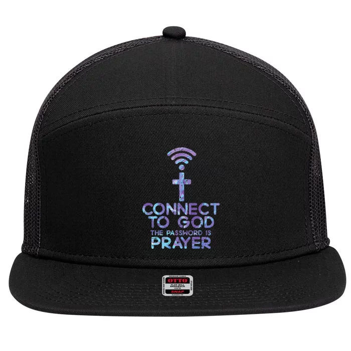 Connect To God Password Prayer Jesus Christian 7 Panel Mesh Trucker Snapback Hat