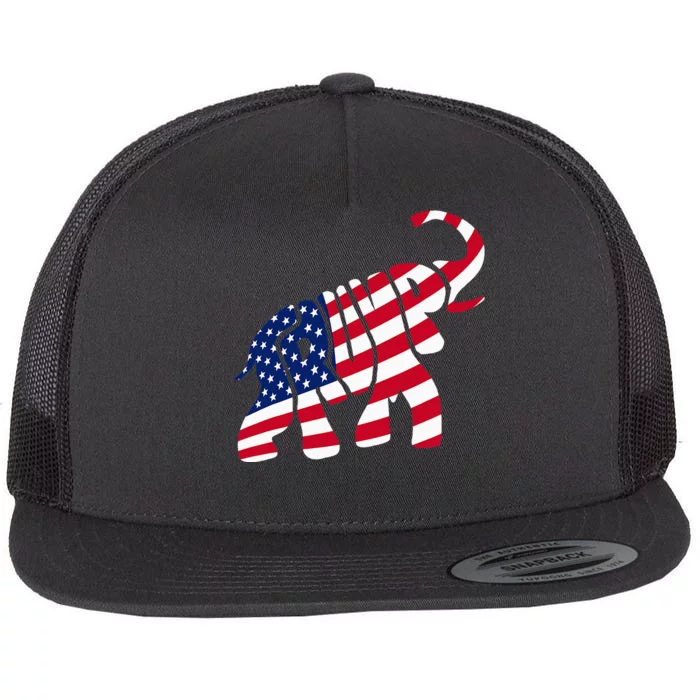 Cute Trump Gift Proud American Flag Elephant Flat Bill Trucker Hat