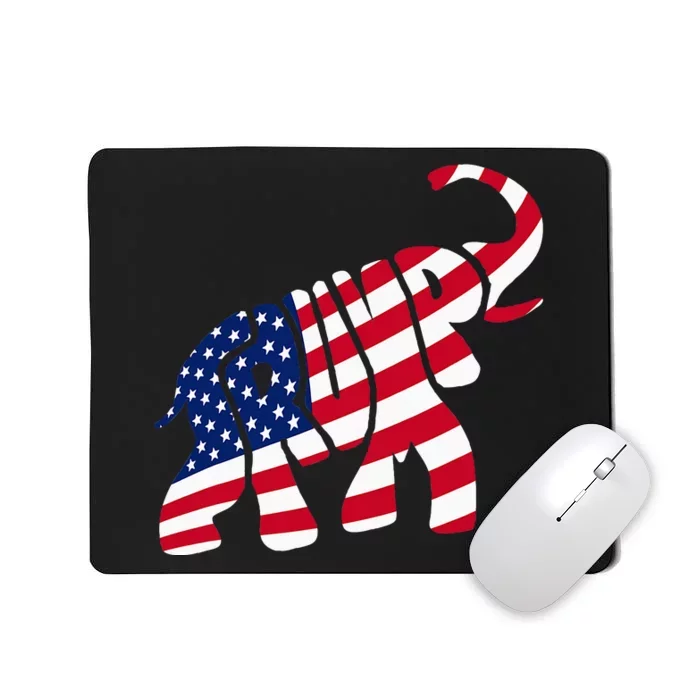 Cute Trump Gift Proud American Flag Elephant Mousepad