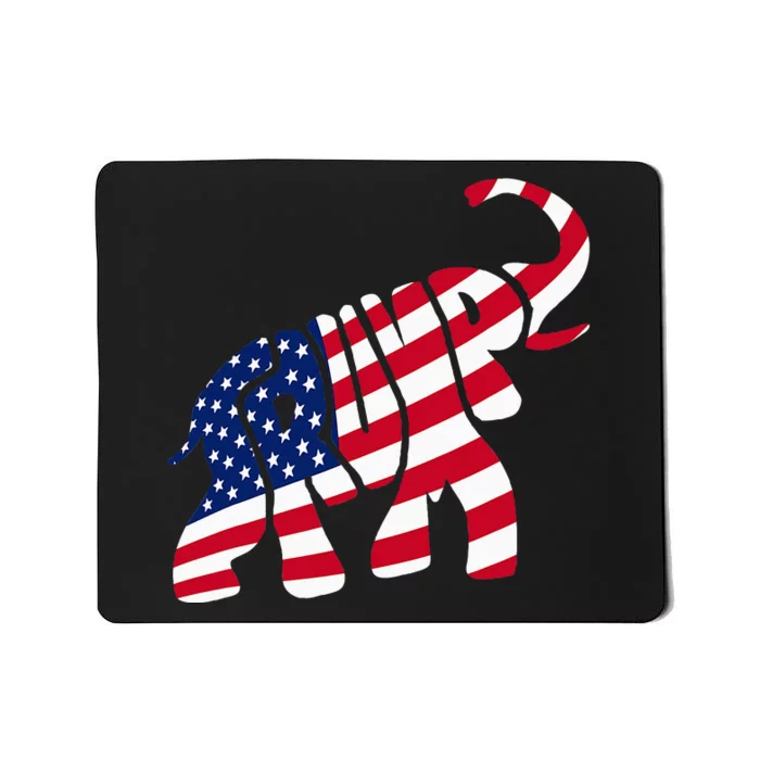 Cute Trump Gift Proud American Flag Elephant Mousepad