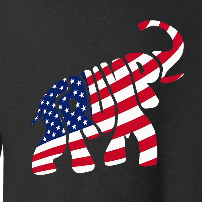 Cute Trump Gift Proud American Flag Elephant Toddler Sweatshirt