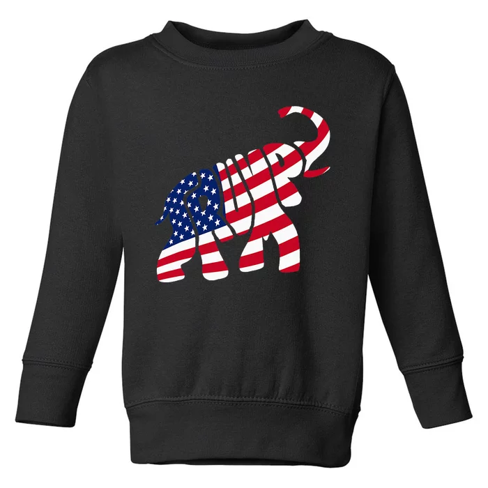 Cute Trump Gift Proud American Flag Elephant Toddler Sweatshirt