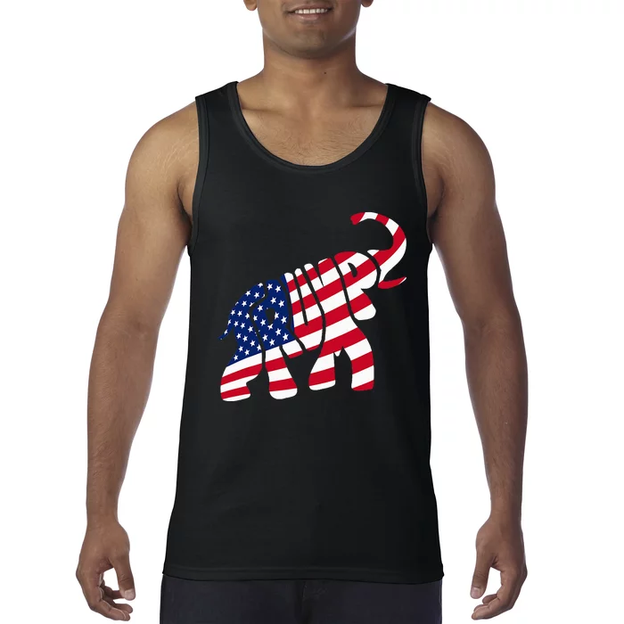 Cute Trump Gift Proud American Flag Elephant Tank Top