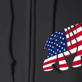 Cute Trump Gift Proud American Flag Elephant Full Zip Hoodie