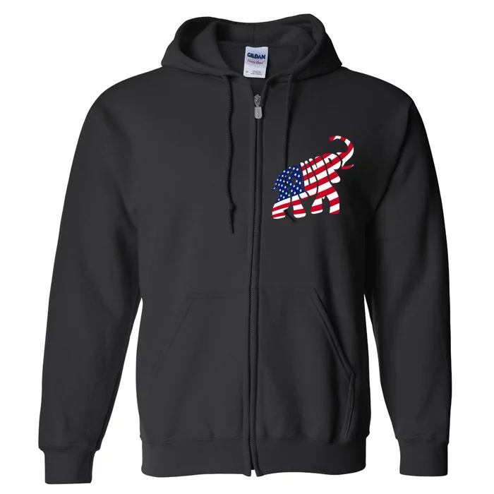 Cute Trump Gift Proud American Flag Elephant Full Zip Hoodie