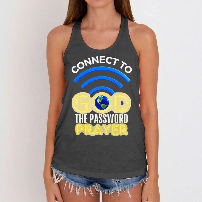 Connect To God Wifi Password Is Prayer Women's Knotted Racerback Tank