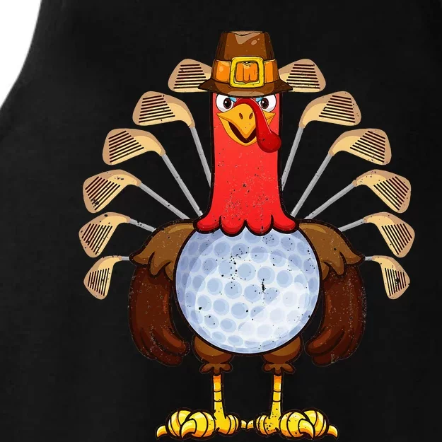 Cool Thanksgiving Golf Gobble Player Turkey Thankful Ladies Tri-Blend Wicking Tank