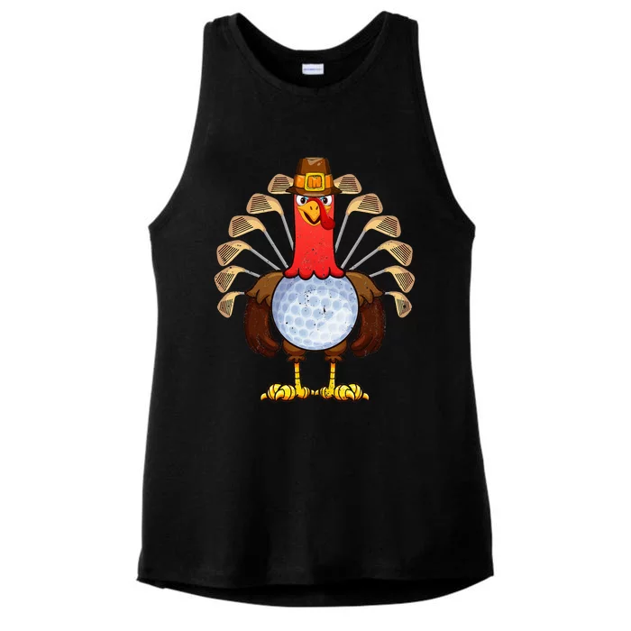 Cool Thanksgiving Golf Gobble Player Turkey Thankful Ladies Tri-Blend Wicking Tank