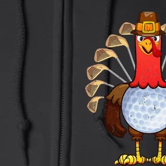 Cool Thanksgiving Golf Gobble Player Turkey Thankful Full Zip Hoodie