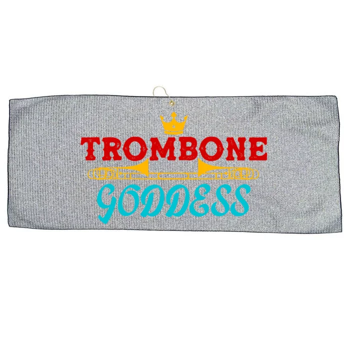 Cute Trombone Goddess Orchestra Band Music Queen Girls Crown Gift Large Microfiber Waffle Golf Towel