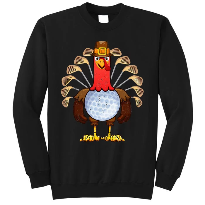 Cool Thanksgiving Golf Gobble Player Turkey Thankful Tall Sweatshirt