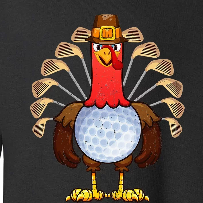 Cool Thanksgiving Golf Gobble Player Turkey Thankful Toddler Sweatshirt