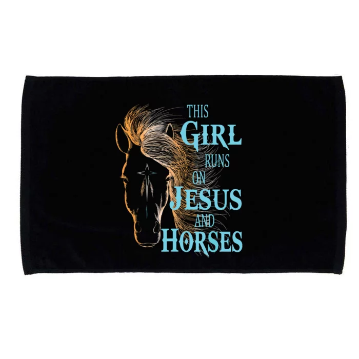 Christian THIS GIRL RUNS ON JESUS HORSES Equestrian Rider Microfiber Hand Towel