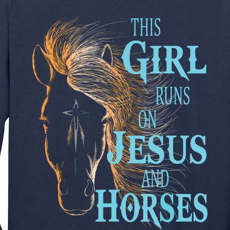 Christian THIS GIRL RUNS ON JESUS HORSES Equestrian Rider Long Sleeve Shirt