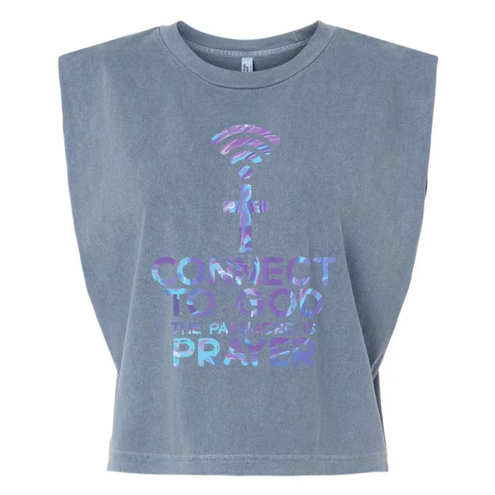 Connect To God Password Prayer Jesus Christian Garment-Dyed Women's Muscle Tee