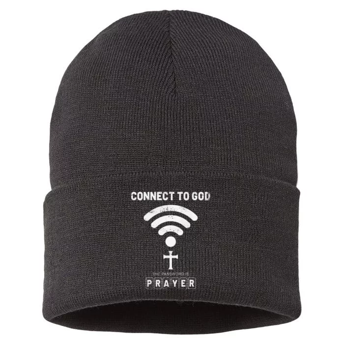 Connect To God The Password Is Prayer Sustainable Knit Beanie