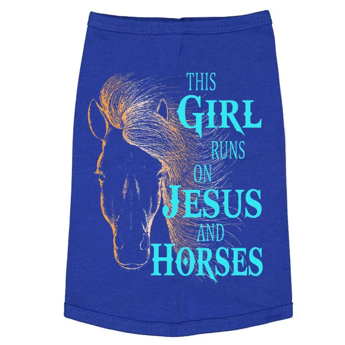 Christian THIS GIRL RUNS ON JESUS & HORSES Equestrian Rider Doggie Tank