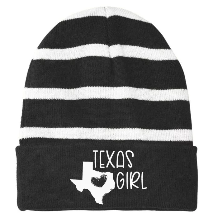 Cute Texas Girl I Love Texas Real Proud Texan Womens Striped Beanie with Solid Band