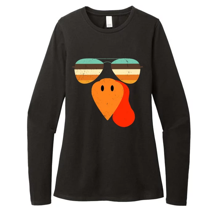 Cool Turkey Gobble Face Shades Funny Thanksgiving Womens CVC Long Sleeve Shirt