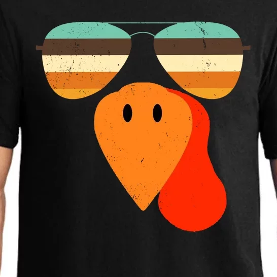 Cool Turkey Gobble Face Shades Funny Thanksgiving Pajama Set