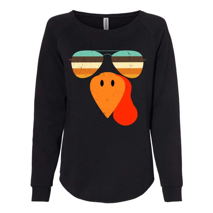 Cool Turkey Gobble Face Shades Funny Thanksgiving Womens California Wash Sweatshirt