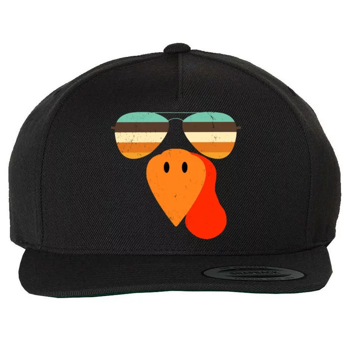 Cool Turkey Gobble Face Shades Funny Thanksgiving Wool Snapback Cap