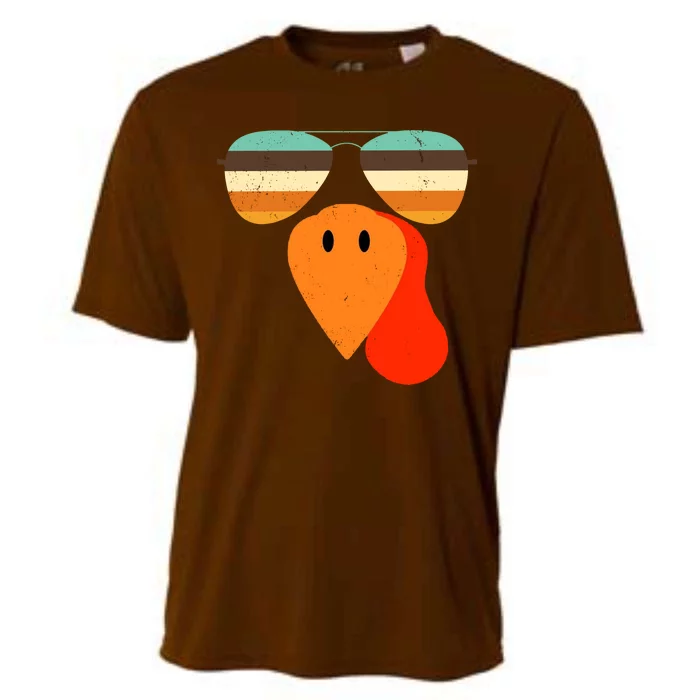 Cool Turkey Gobble Face Shades Funny Thanksgiving Cooling Performance Crew T-Shirt