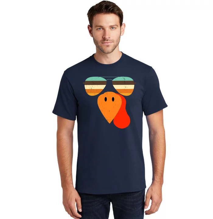 Cool Turkey Gobble Face Shades Funny Thanksgiving Tall T-Shirt