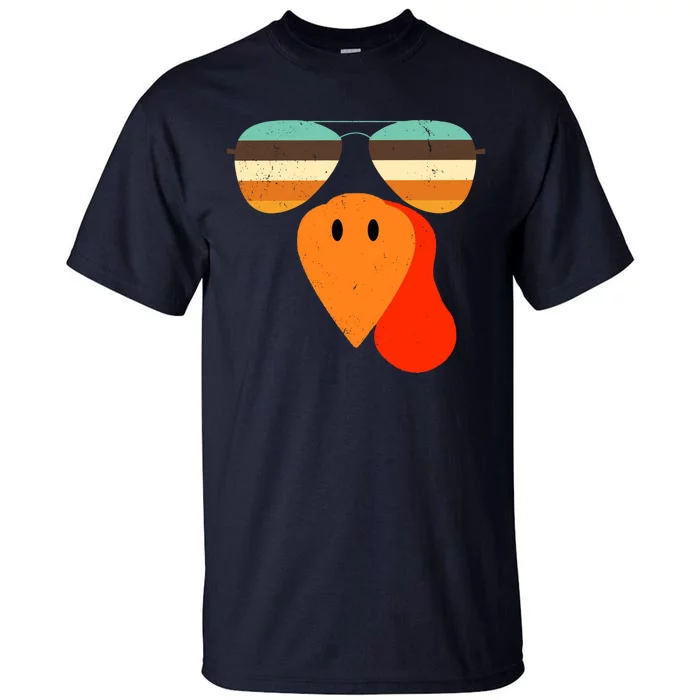 Cool Turkey Gobble Face Shades Funny Thanksgiving Tall T-Shirt