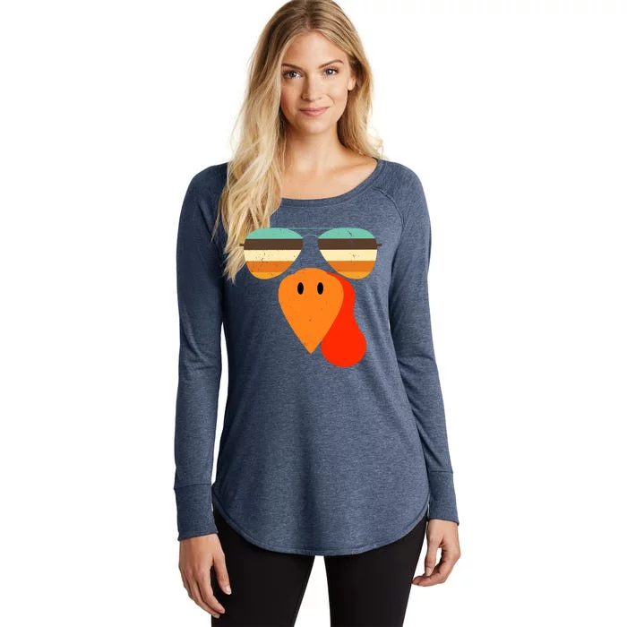 Cool Turkey Gobble Face Shades Funny Thanksgiving Women's Perfect Tri Tunic Long Sleeve Shirt