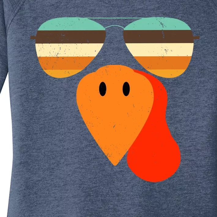 Cool Turkey Gobble Face Shades Funny Thanksgiving Women's Perfect Tri Tunic Long Sleeve Shirt