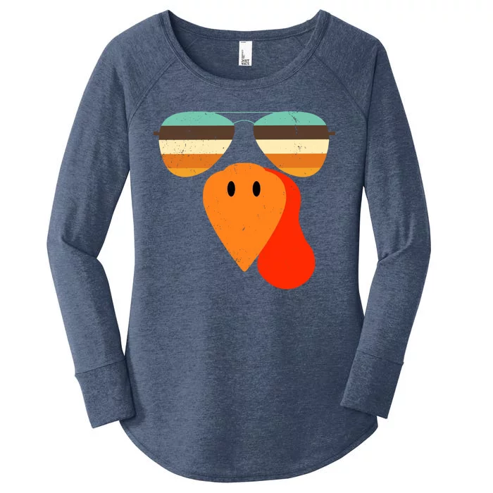 Cool Turkey Gobble Face Shades Funny Thanksgiving Women's Perfect Tri Tunic Long Sleeve Shirt