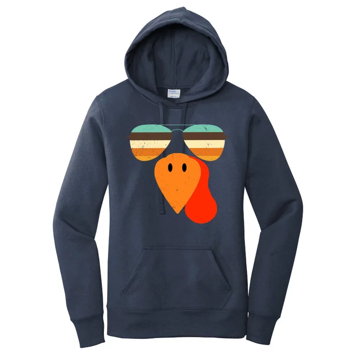 Cool Turkey Gobble Face Shades Funny Thanksgiving Women's Pullover Hoodie