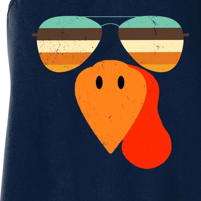 Cool Turkey Gobble Face Shades Funny Thanksgiving Women's Racerback Tank