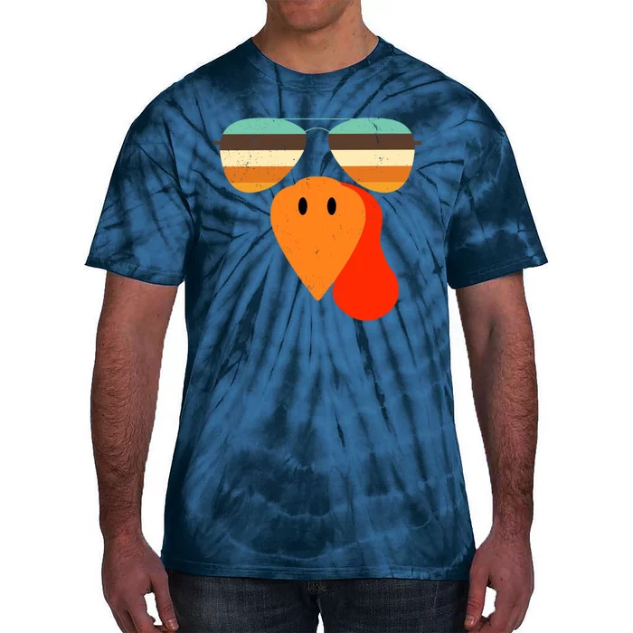 Cool Turkey Gobble Face Shades Funny Thanksgiving Tie-Dye T-Shirt