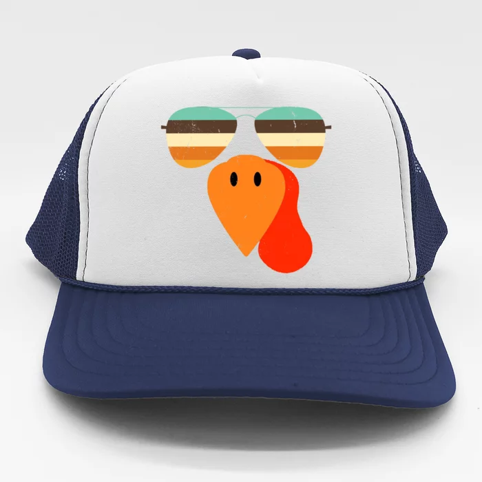 Cool Turkey Gobble Face Shades Funny Thanksgiving Trucker Hat