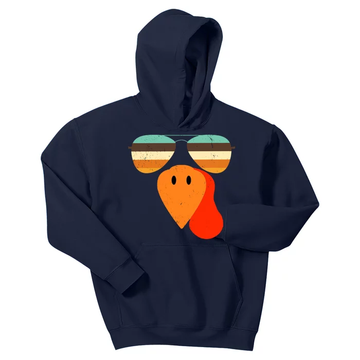 Cool Turkey Gobble Face Shades Funny Thanksgiving Kids Hoodie