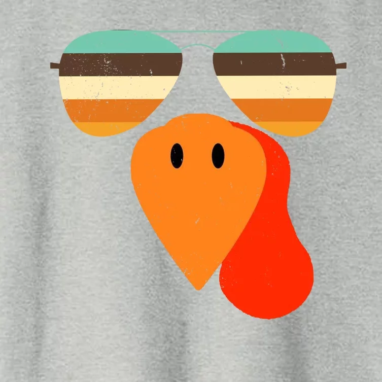 Cool Turkey Gobble Face Shades Funny Thanksgiving Women's Crop Top Tee