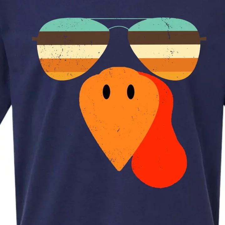 Cool Turkey Gobble Face Shades Funny Thanksgiving Sueded Cloud Jersey T-Shirt