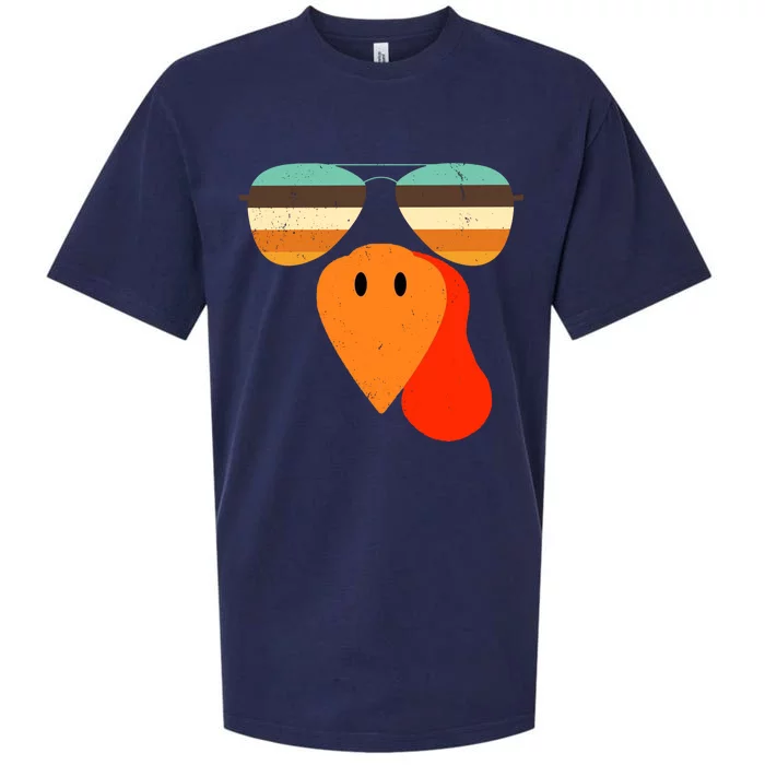 Cool Turkey Gobble Face Shades Funny Thanksgiving Sueded Cloud Jersey T-Shirt