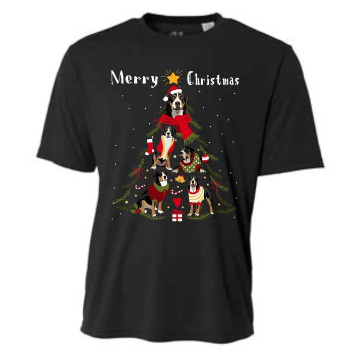 Christmas Tree Greater Swiss Mountain Dog Lover Xmas Gift Cooling Performance Crew T-Shirt