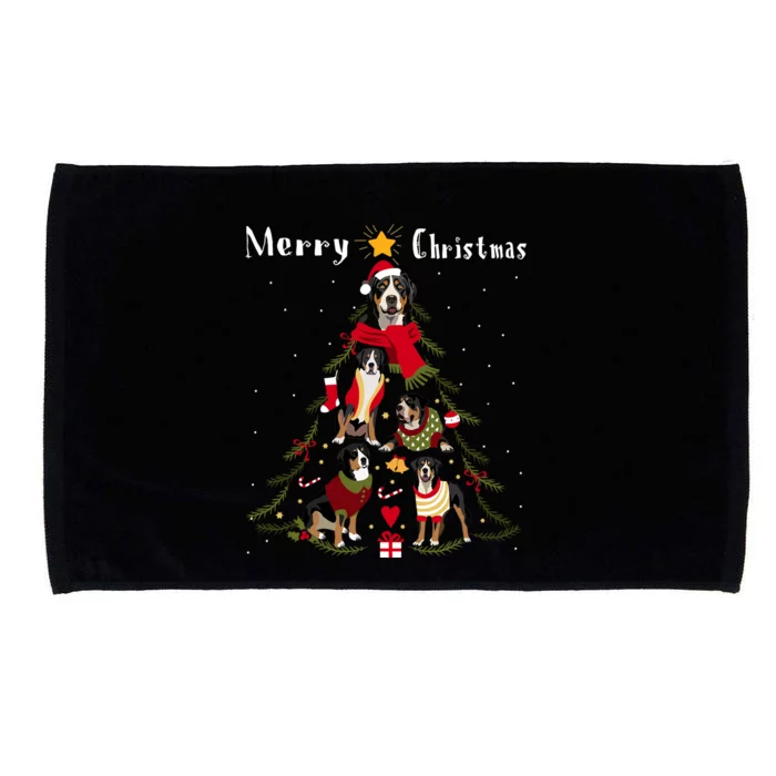 Christmas Tree Greater Swiss Mountain Dog Lover Xmas Gift Microfiber Hand Towel