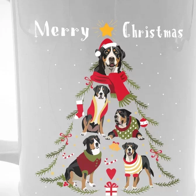 Christmas Tree Greater Swiss Mountain Dog Lover Xmas Gift Front & Back Beer Stein