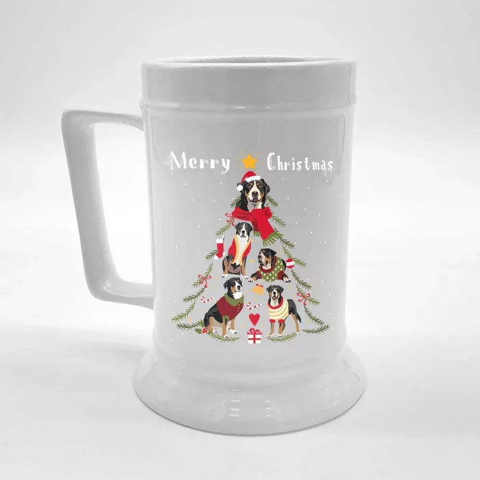 Christmas Tree Greater Swiss Mountain Dog Lover Xmas Gift Front & Back Beer Stein