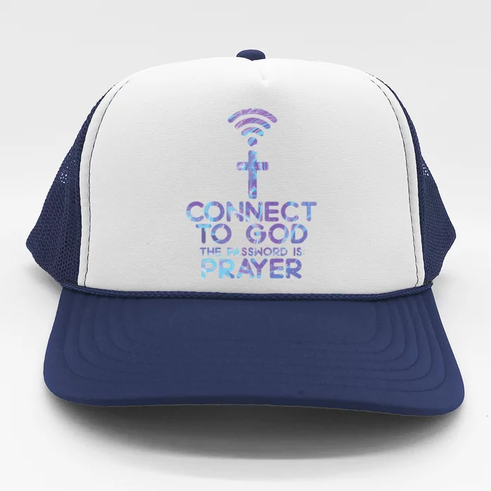 Connect To God Password Prayer Jesus Christian Trucker Hat