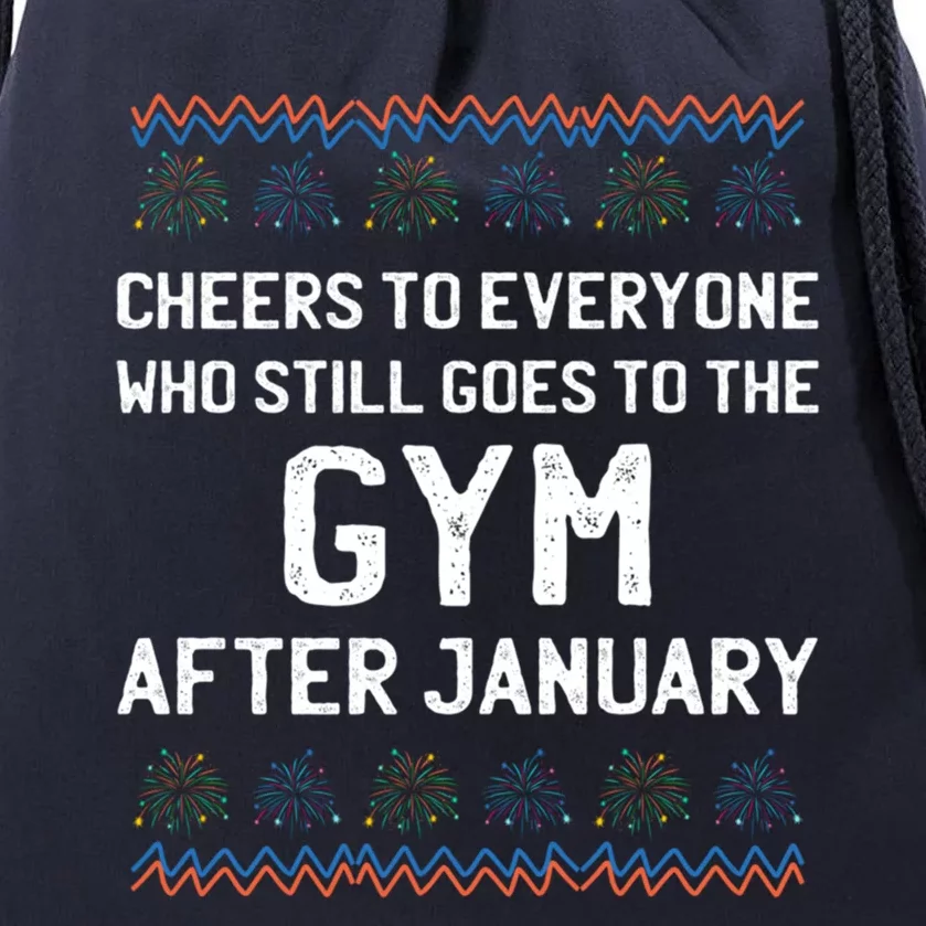 Cheers To Gym Goers After January Happy New Year Workout Nye Gift Drawstring Bag